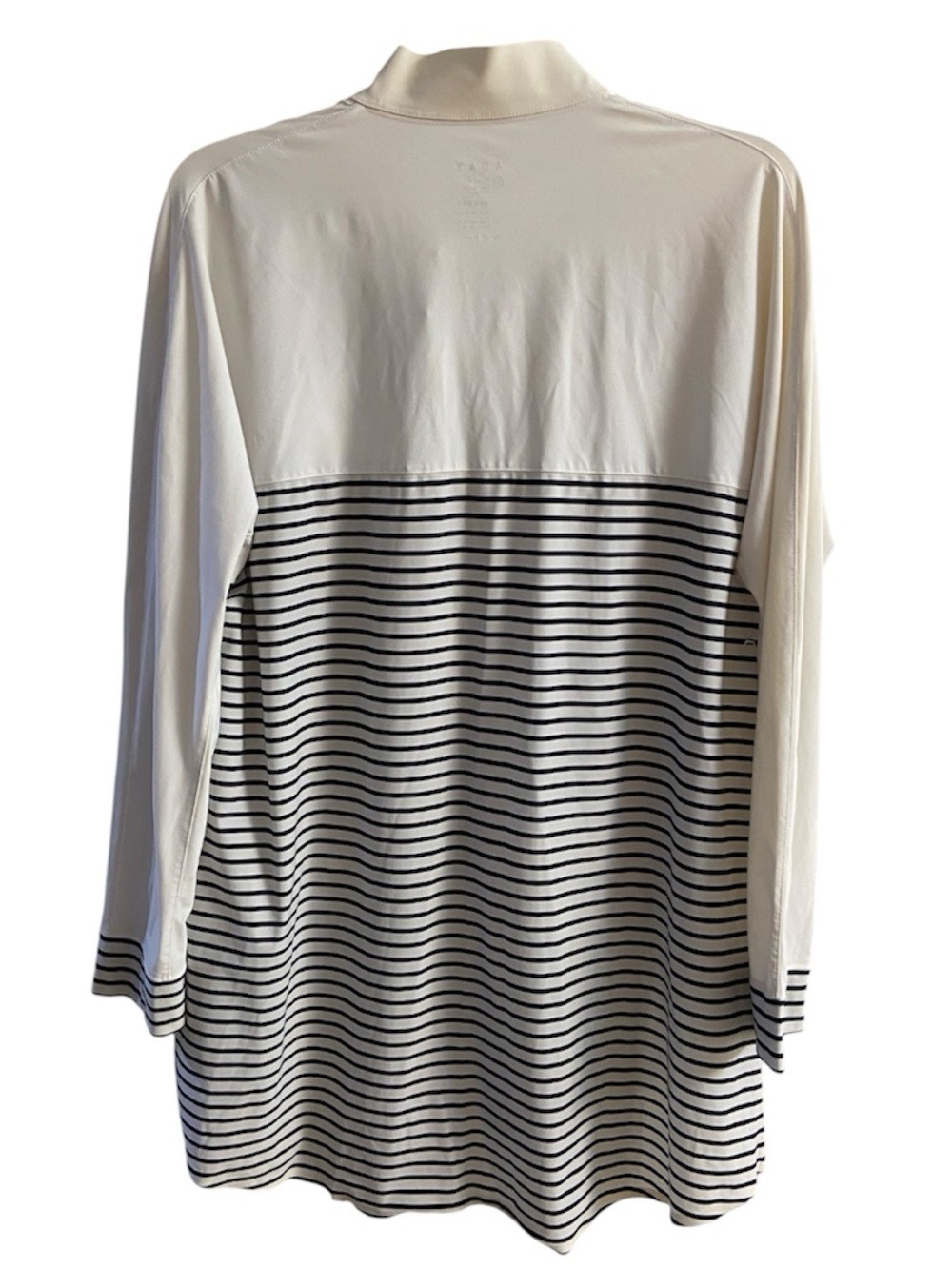 A.D.A.Y Cream Black Tunic Blouse snap up closure Large - Picture 2 of 6